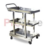 Stainless steel drug trolley black colored wheel with brake