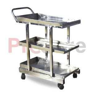 Stainless steel drug trolley black colored wheel with brake
