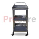 hospital ward bedside drug trolley with grab handle, Three SS trays, and Wheels