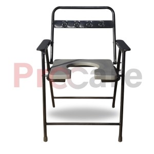 commode hair for old persons with metal handrest, backrest, and fiber foldable seat