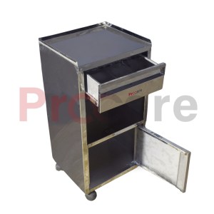 top view and drawer view of ss bedside locker