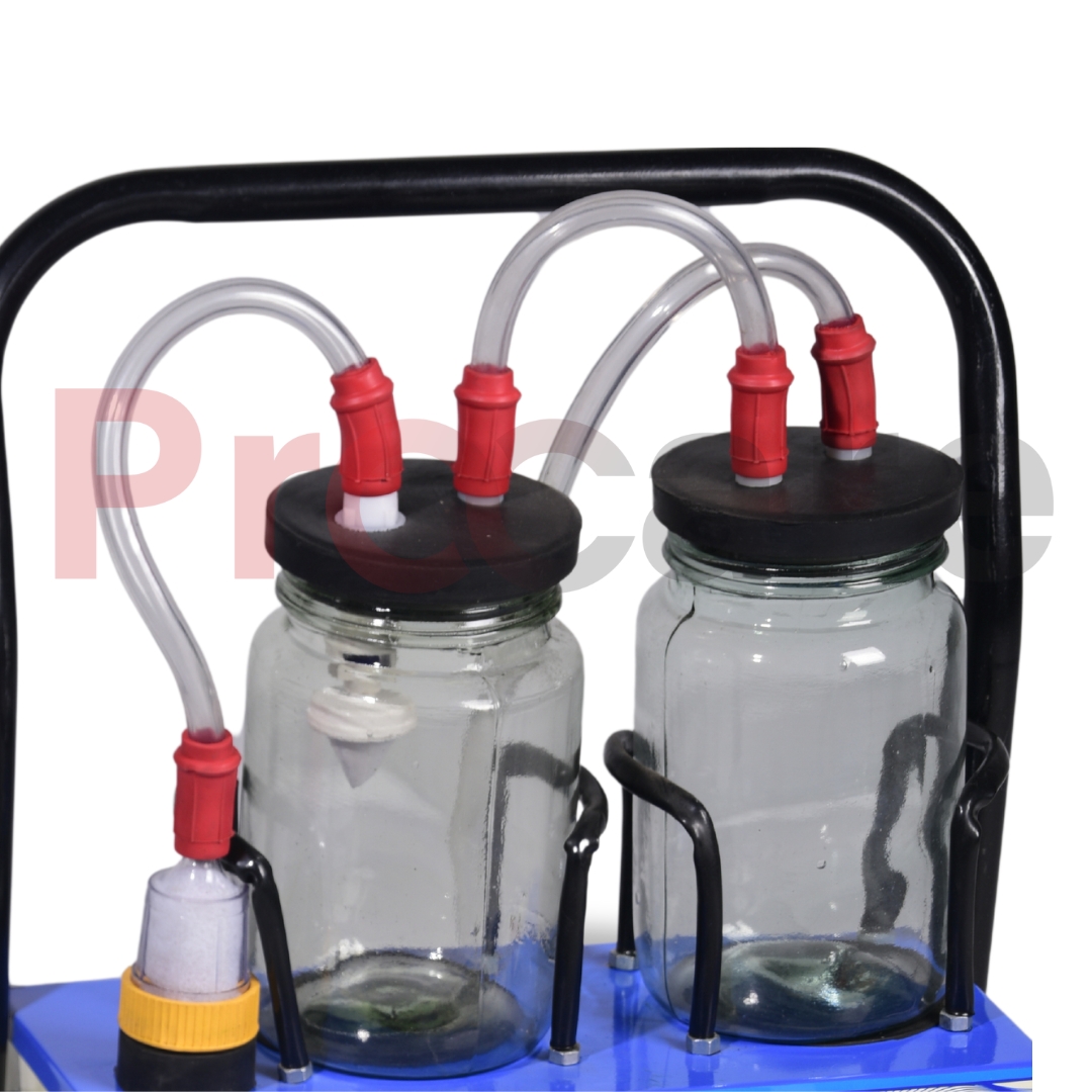 Glass jar view of the suction machine