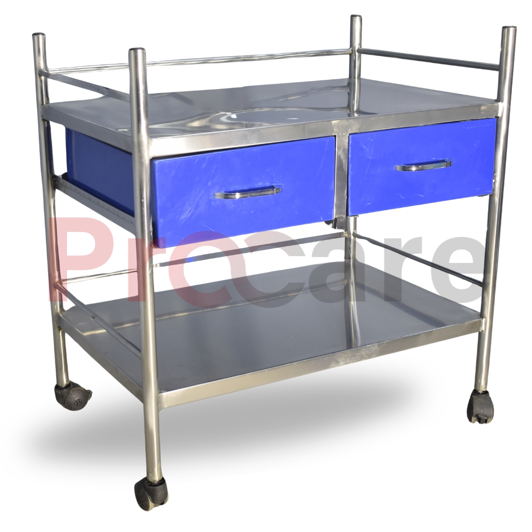 Hospital ward medicine trolley side view