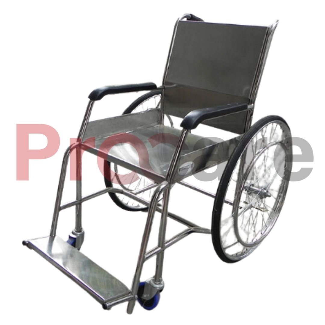 non foldable fixed wheelchair made from stainless steel