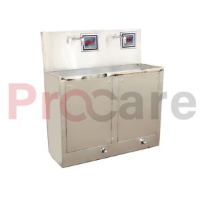 a foot operated hand wash sink station