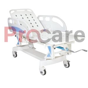 a white stretcher on tolley made with ABS material