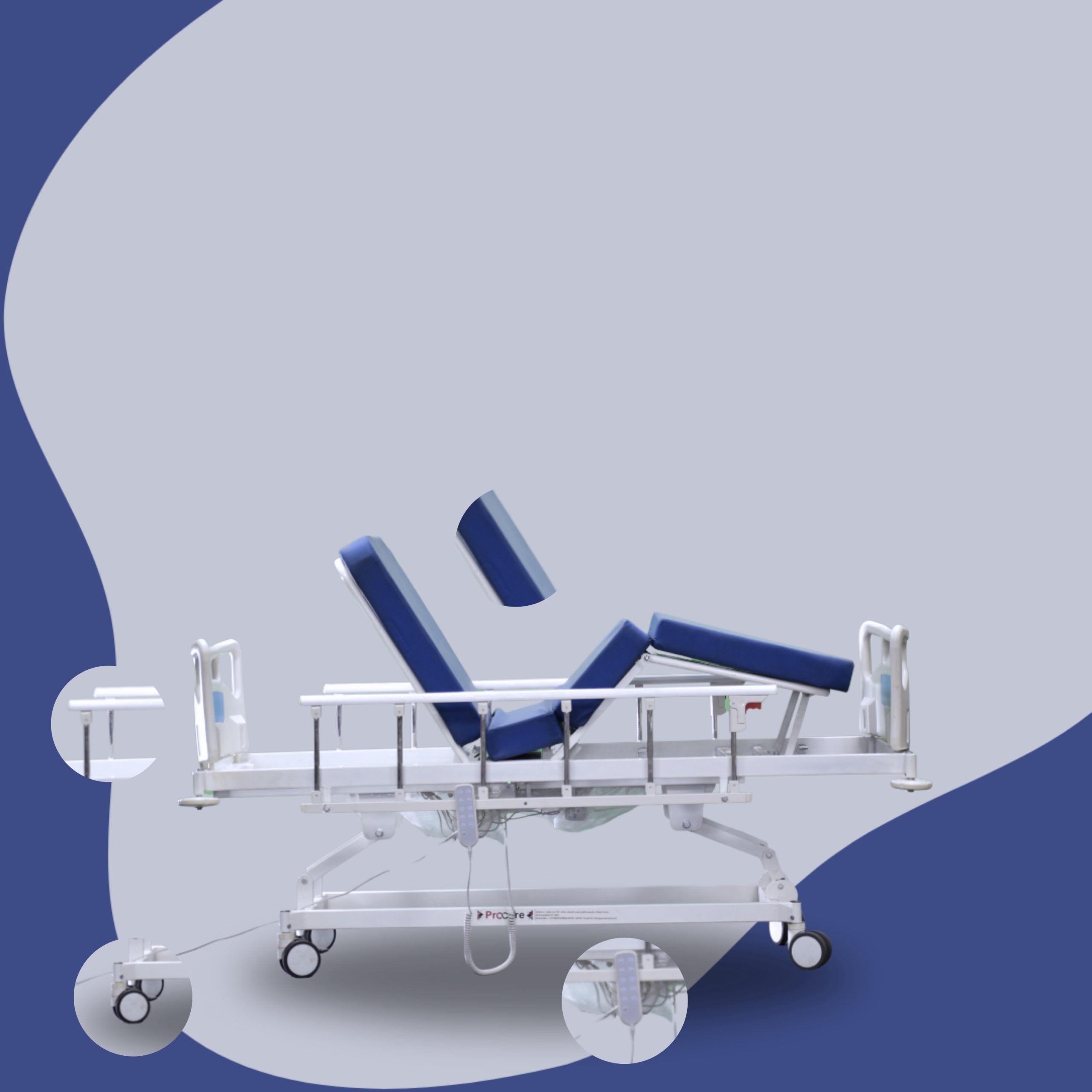 Five Function ICU Bed With Collapsible Railing